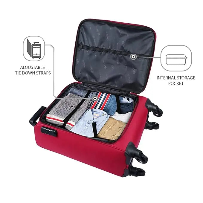 Optima Pasha Softside Expandable Roller Luggage, Red, Carry-On 21-Inch Optima