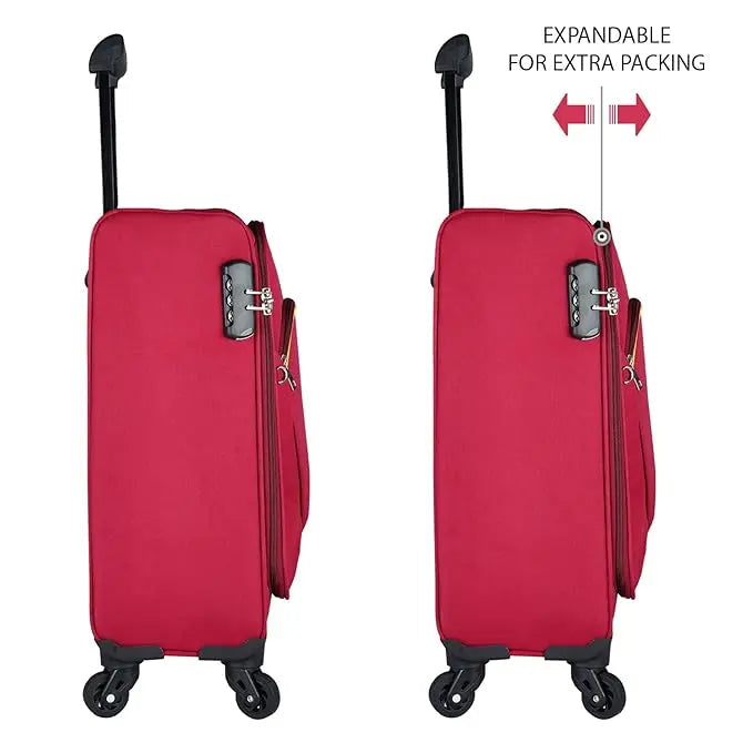 Optima Pasha Softside Expandable Roller Luggage, Red, Carry-On 21-Inch Optima