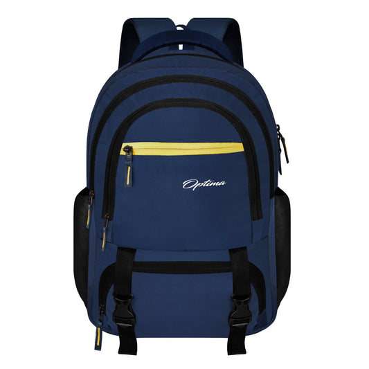 Optima Casual Backpack 28L, 2 Main Compartments, Bottle Pocket, Front Pocket, Padded Shoulder Strap-Blue Optima