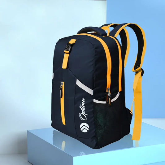 Optima Casual Backpack 28L, 2 Main Compartments, Bottle Pocket, Front Pocket, Padded Shoulder Strap(yellow) Optima