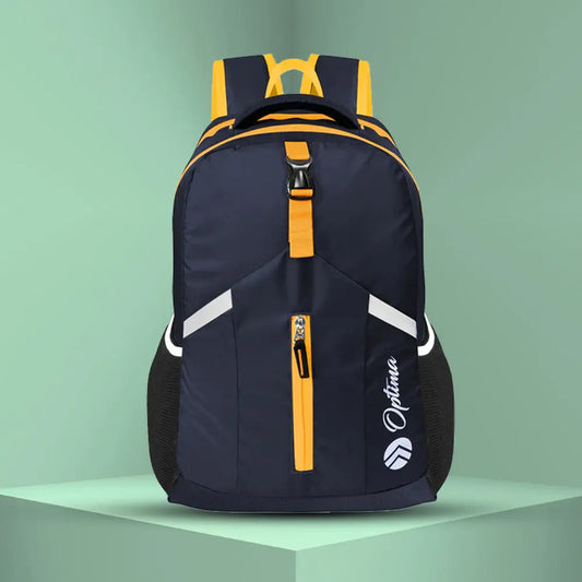 Optima Casual Backpack 28L, 2 Main Compartments, Bottle Pocket, Front Pocket, Padded Shoulder Strap(yellow) Optima