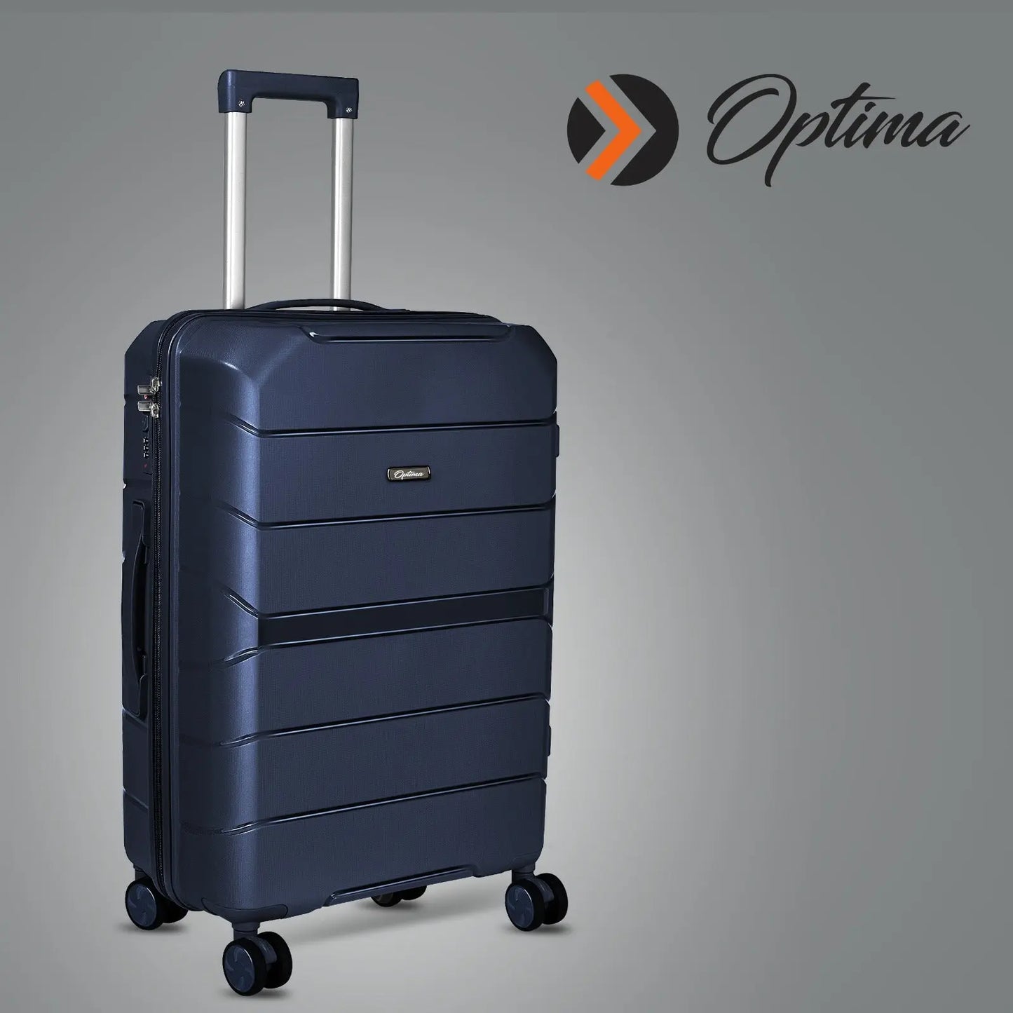 Optima Check-in Polypropylene Hardsided 8 Wheels Luggage Speed_ Wheel Trolley TSA Lock- 20 inch BLUE Optima