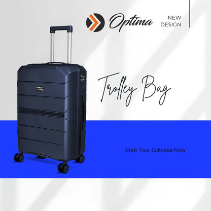 Optima Check-in Polypropylene Hardsided 8 Wheels Luggage Speed_ Wheel Trolley TSA Lock- 20 inch BLUE Optima