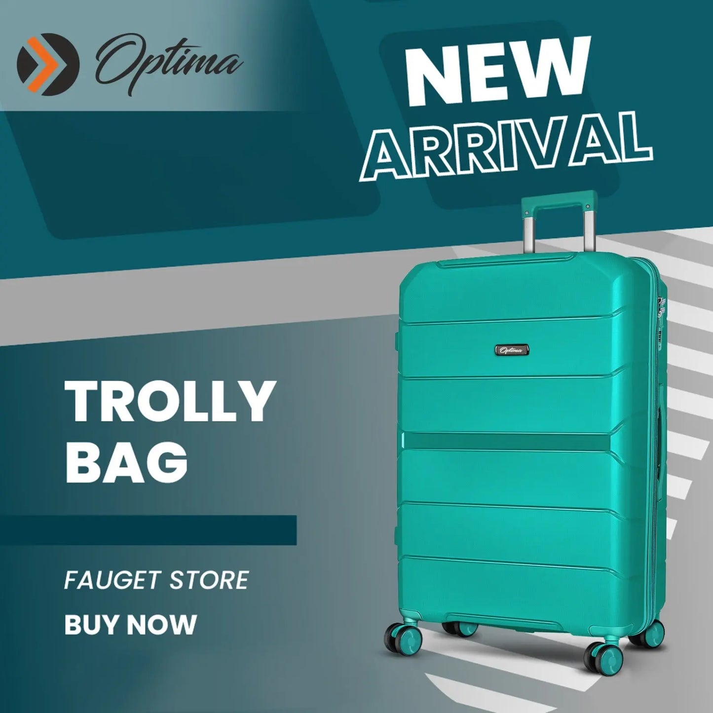 Optima Check-in Polypropylene Hardsided 8 Wheels Luggage Speed_ Wheel Trolley TSA Lock- 20 inch  T.Blue Optima