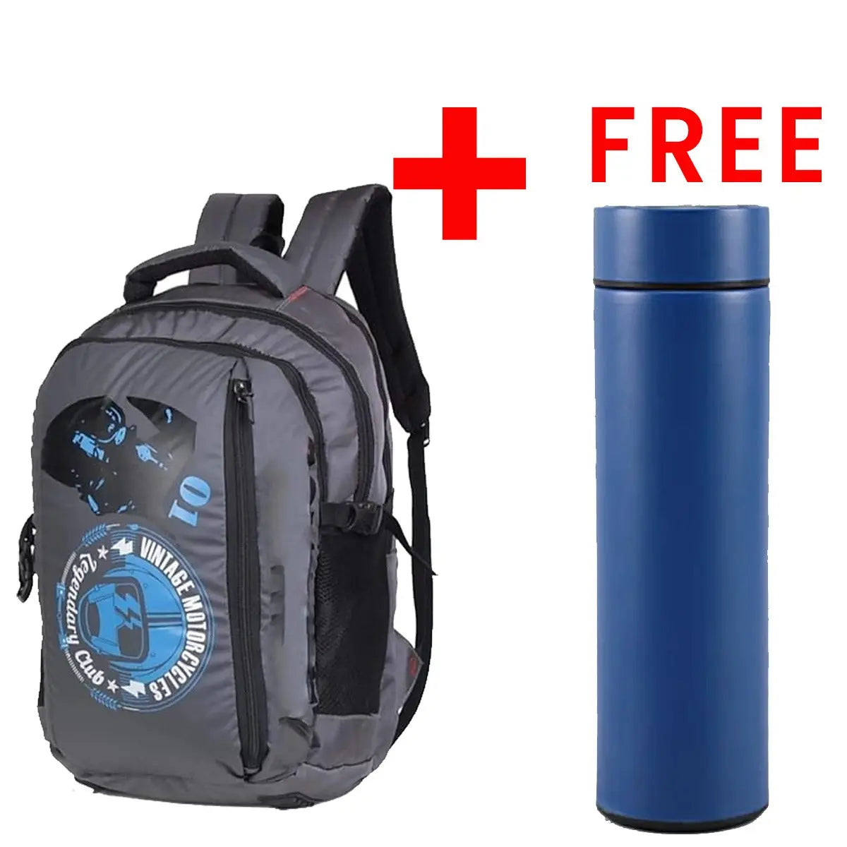 Optima Slim Everyday Backpack, Made in India, Compact, Water-resistant, Organized storage: Laptop sleeve, tablet pocket Bag With Bottle Combo Optima