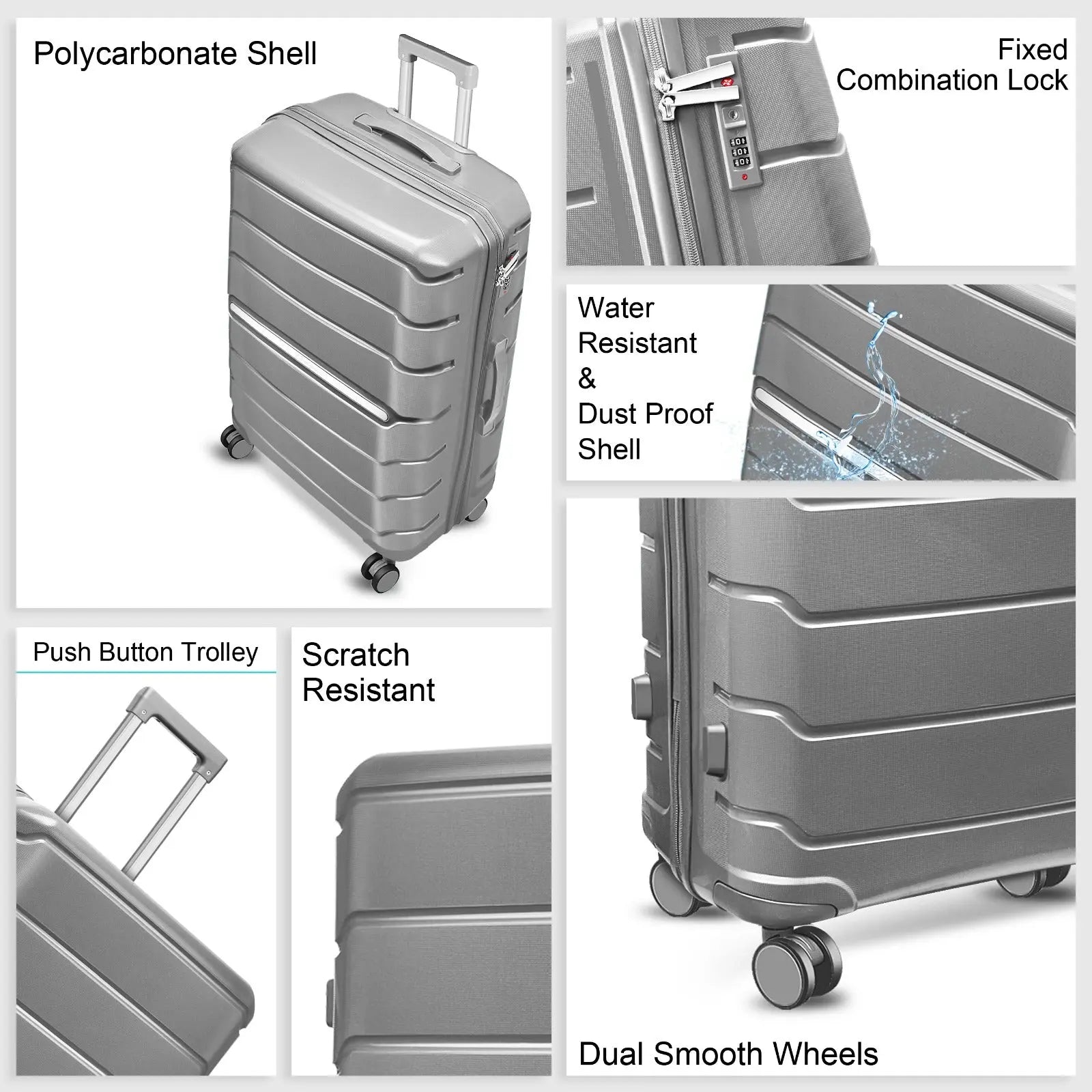 Optima Zenith Hardside Expandable with Double Spinner Wheels, Carry-On 20-Inch, Grey Optima