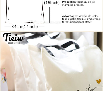 Custom Tote Bag With Name And Heart Personalized Canvas Shopping Bag Eco-Friendly Gift For Bridesmaid Wedding And Birthday