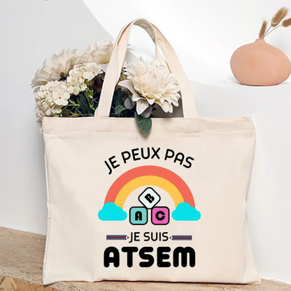 Super Atsem Maitresse Printed Tote Bag Teacher Life Shopping Bags Travel Handbags Teacher's Day Graduate Thanks Gift for Teacher
