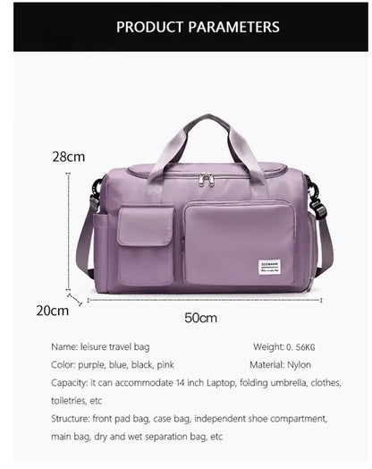 Travel Bag Large Capacity Weekender Carry On Duffle Bags with Shoe Compartment Sports Fitness Bags for Women Shoulder Bag