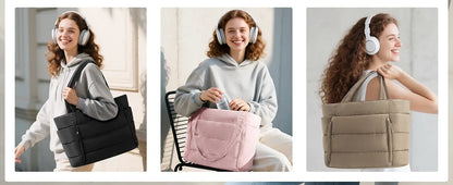 Trendy Quilted Tote Bag for Women Multi Compartment Zip Top Handbag Urban Stylish Daily Use Short Trip bags for women