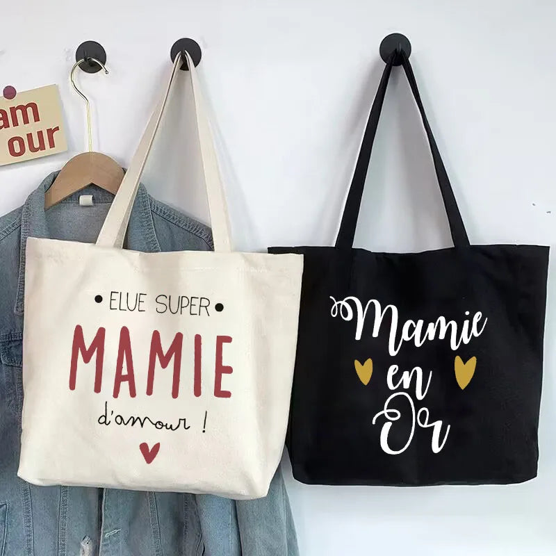 Thank You Grandma for All These Magical Moments Printed Women Tote Bag Canvas Shopping Bags Female Shoulder Bag Gift for Mamie