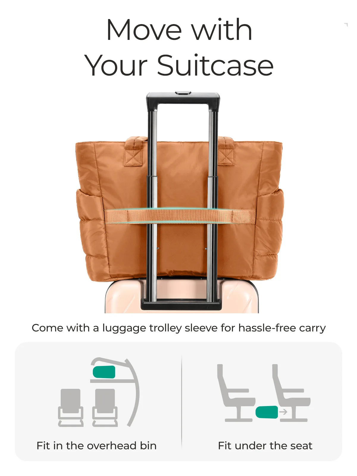 BAGSMART Lightweight Puffy Quilted Tote Bag Quilted Women's Shoulder Bag Handbag Travel Work Gym Tote Bag with Compartments