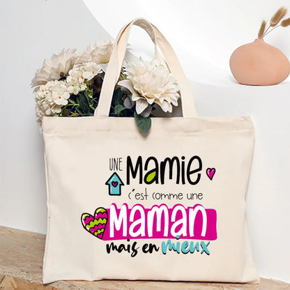 Thank You Grandma for All These Magical Moments Printed Women Tote Bag Canvas Shopping Bags Female Shoulder Bag Gift for Mamie