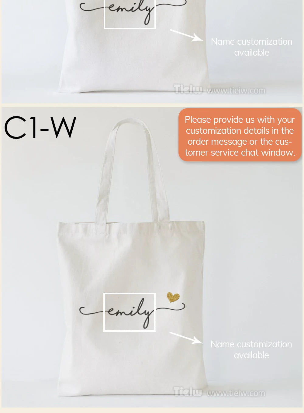 Custom Tote Bag With Name And Heart Personalized Canvas Shopping Bag Eco-Friendly Gift For Bridesmaid Wedding And Birthday