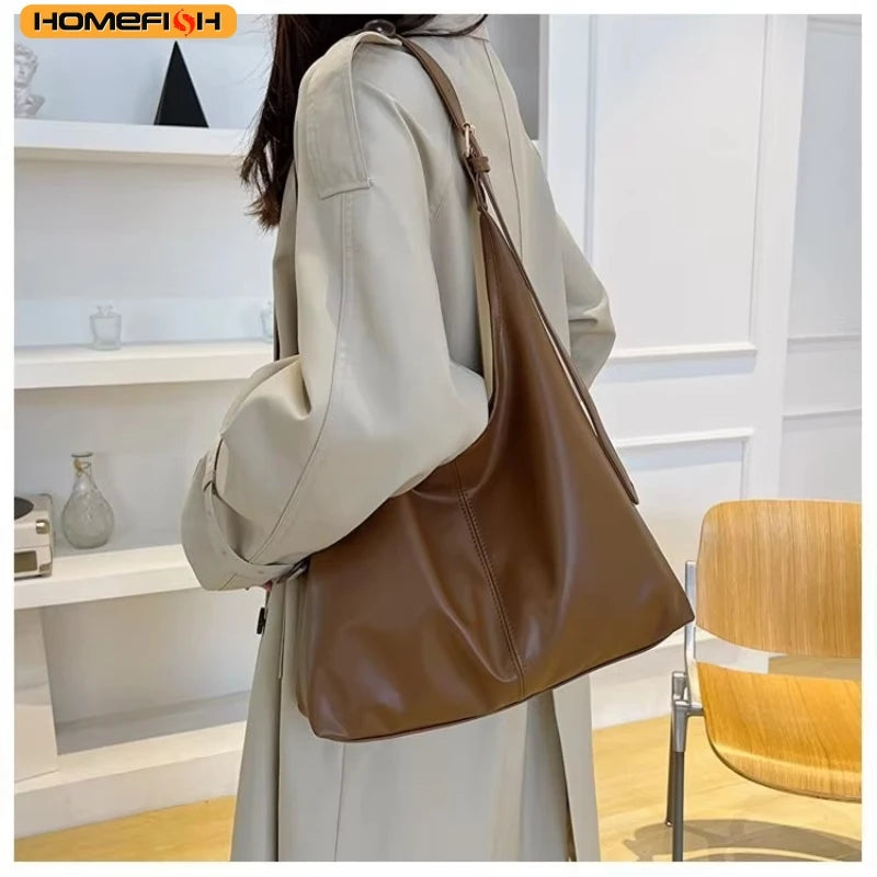 HOMEFISH New women's commuter tote bag, vintage style large-capacity hand-held shoulder bag