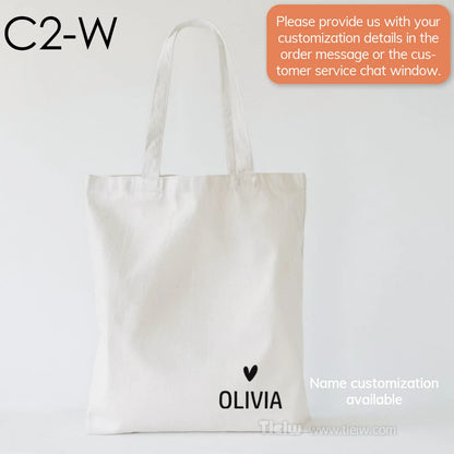 Custom Tote Bag With Name And Heart Personalized Canvas Shopping Bag Eco-Friendly Gift For Bridesmaid Wedding And Birthday