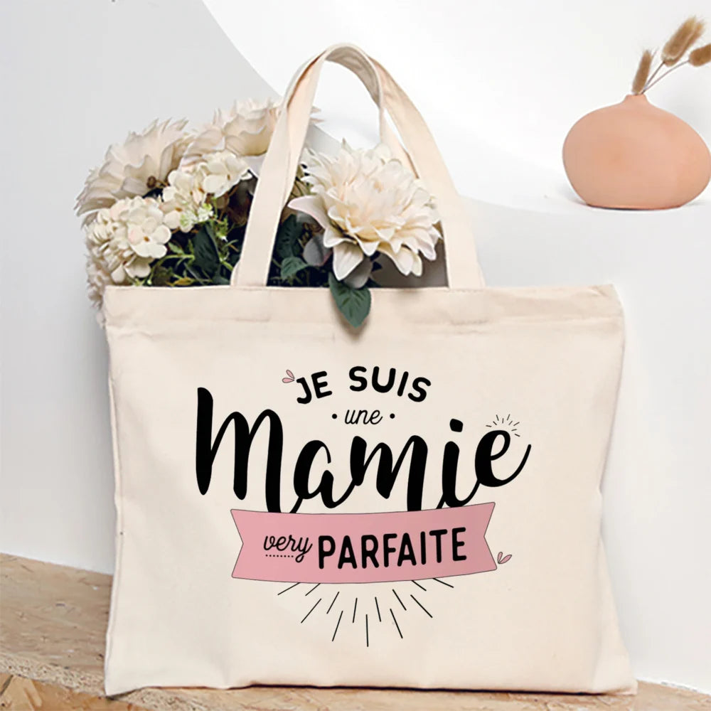 Thank You Grandma for All These Magical Moments Printed Women Tote Bag Canvas Shopping Bags Female Shoulder Bag Gift for Mamie