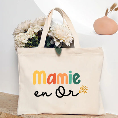 Thank You Grandma for All These Magical Moments Printed Women Tote Bag Canvas Shopping Bags Female Shoulder Bag Gift for Mamie