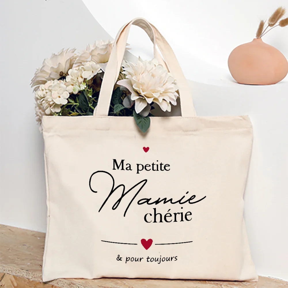 Thank You Grandma for All These Magical Moments Printed Women Tote Bag Canvas Shopping Bags Female Shoulder Bag Gift for Mamie