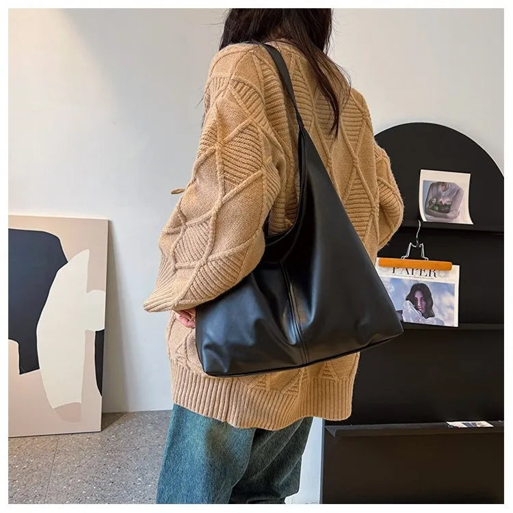 HOMEFISH New women's commuter tote bag, vintage style large-capacity hand-held shoulder bag