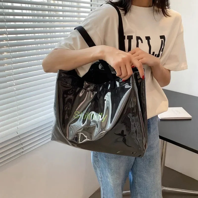 Fashion Transparent Women's Tote Bag Large Capacity Women Luxury Designer Handbag Bags Ladies Shoulder Bag with Free Shipping