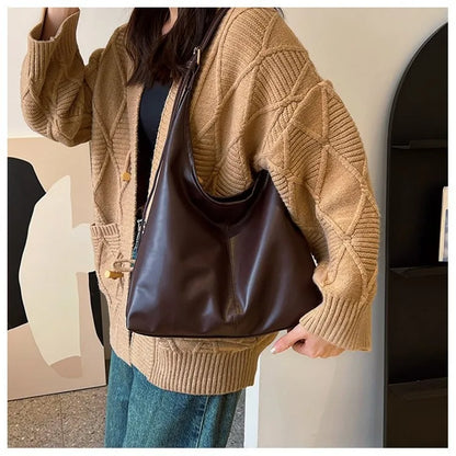 HOMEFISH New women's commuter tote bag, vintage style large-capacity hand-held shoulder bag
