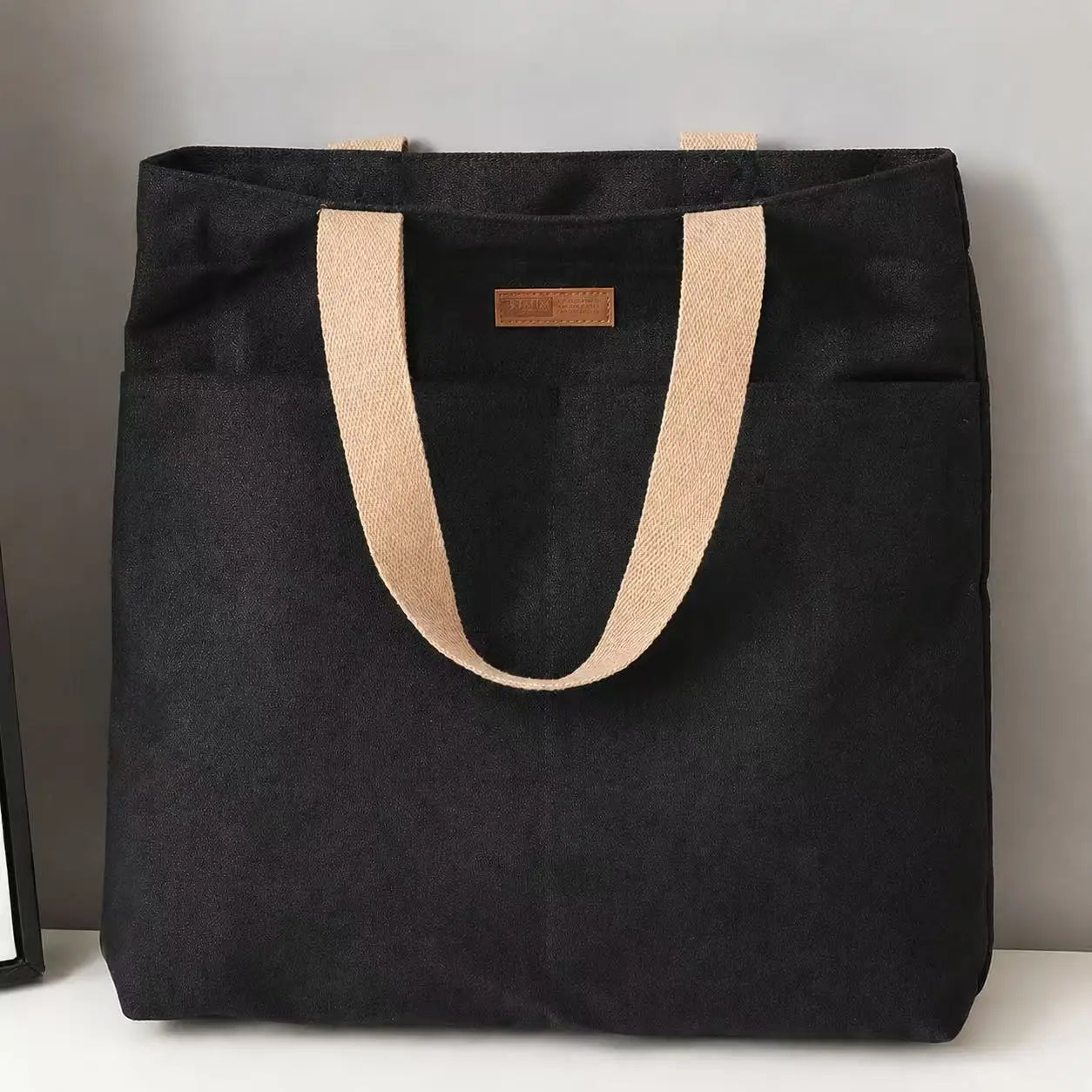 1Pc Women's Tote Bag Canvas Sewing Thread Large Capacity Advanced Sense Handbag Convenient Practical Female's Commuter Bag
