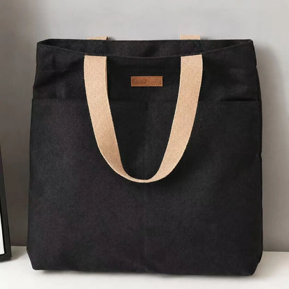 1Pc Women's Tote Bag Canvas Sewing Thread Large Capacity Advanced Sense Handbag Convenient Practical Female's Commuter Bag