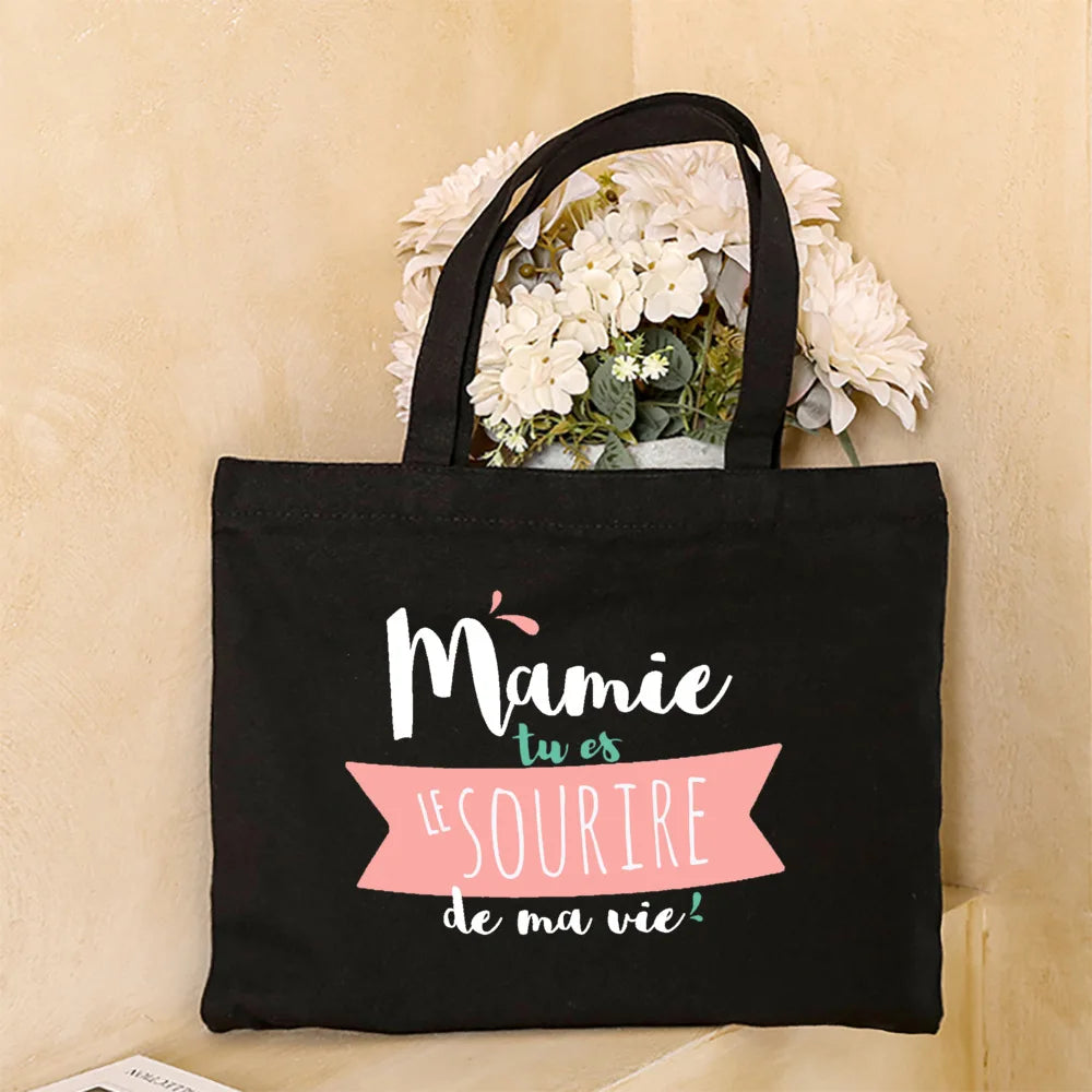 Thank You Grandma for All These Magical Moments Printed Women Tote Bag Canvas Shopping Bags Female Shoulder Bag Gift for Mamie