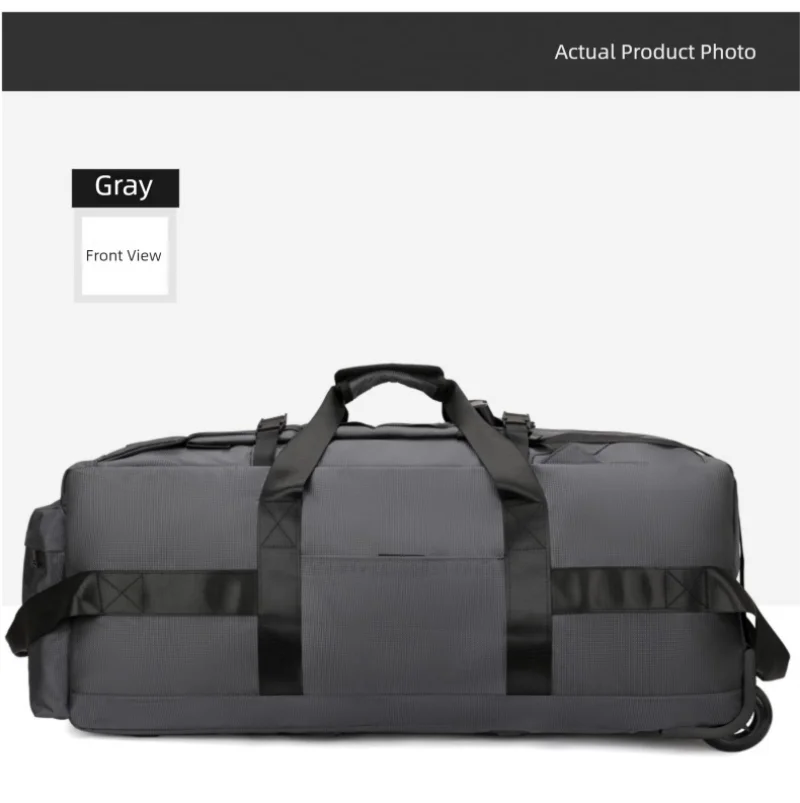 80L Rolling Duffle Bag with Wheels 31" Heavy-Duty Foldable Travel Duffel Bag Water-Resistant Wheeled Luggage with Shoulder Strap