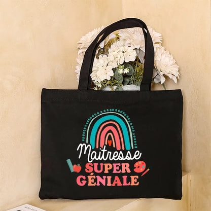 Super Atsem Maitresse Printed Tote Bag Teacher Life Shopping Bags Travel Handbags Teacher's Day Graduate Thanks Gift for Teacher