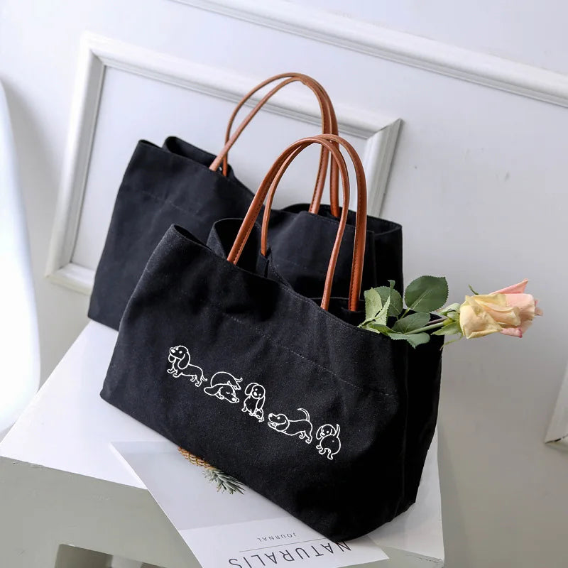 Dachshund Dog Dachshund Dog Printed Women Canvas Tote Bag Gift for Dog Lovers Work Bag Lady Fashion Beach Bag Shopping Bag