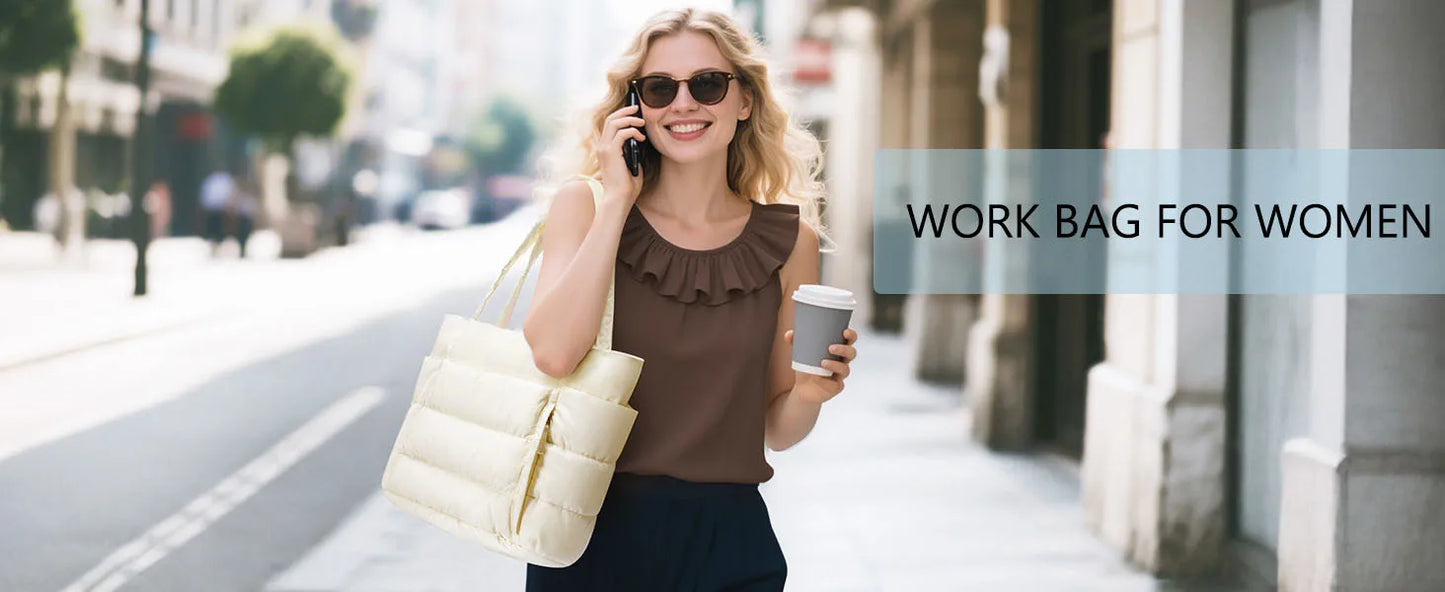 Trendy Quilted Tote Bag for Women Multi Compartment Zip Top Handbag Urban Stylish Daily Use Short Trip bags for women