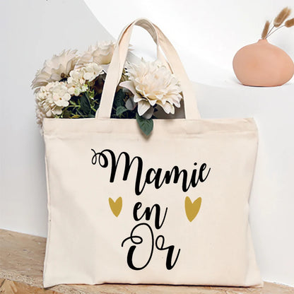 Thank You Grandma for All These Magical Moments Printed Women Tote Bag Canvas Shopping Bags Female Shoulder Bag Gift for Mamie