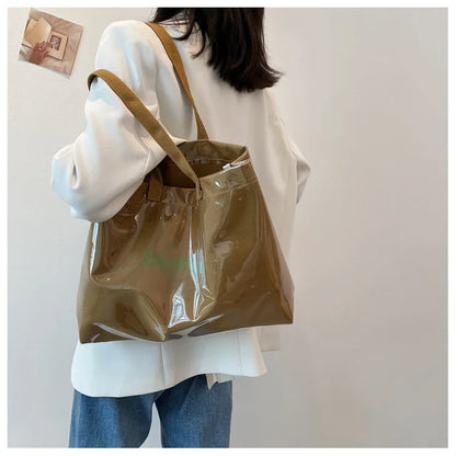 Fashion Transparent Women's Tote Bag Large Capacity Women Luxury Designer Handbag Bags Ladies Shoulder Bag with Free Shipping