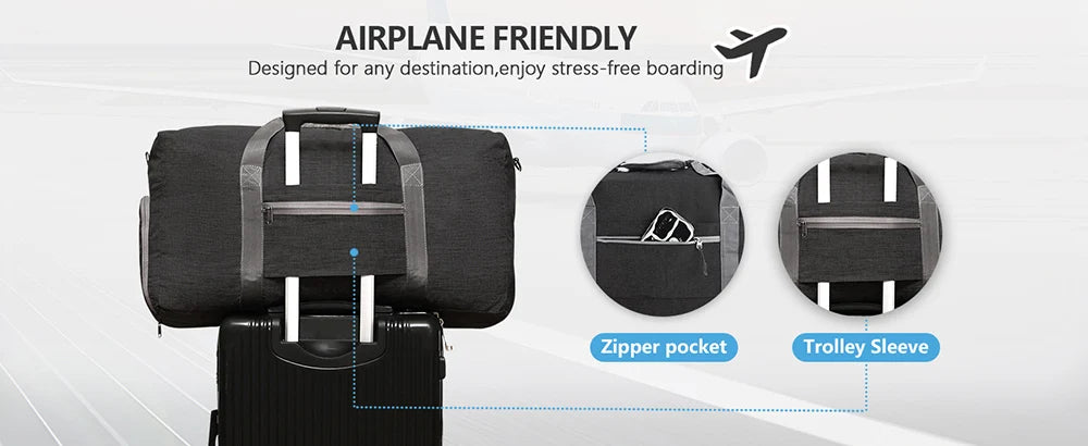Travel Duffle Bag for Men 65L Foldable Outdoor Travel Duffel Bag with Shoes Compartment Overnight Bag for Men Women Handbag