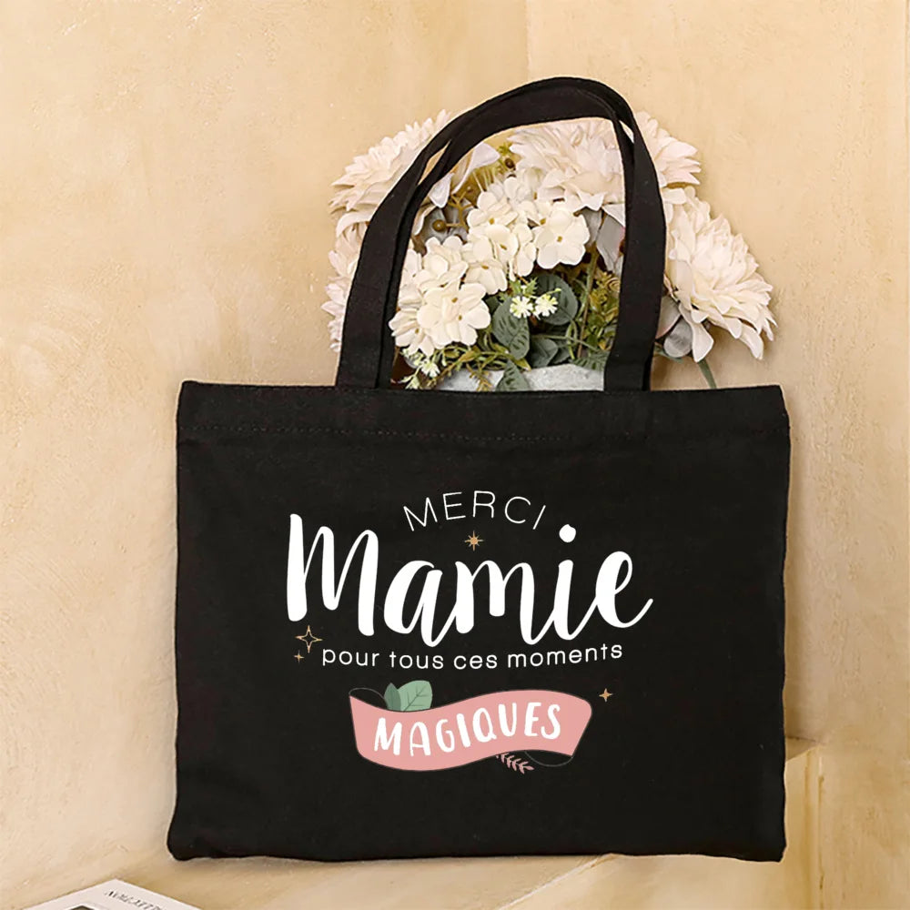 Thank You Grandma for All These Magical Moments Printed Women Tote Bag Canvas Shopping Bags Female Shoulder Bag Gift for Mamie