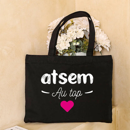 Super Atsem Maitresse Printed Tote Bag Teacher Life Shopping Bags Travel Handbags Teacher's Day Graduate Thanks Gift for Teacher