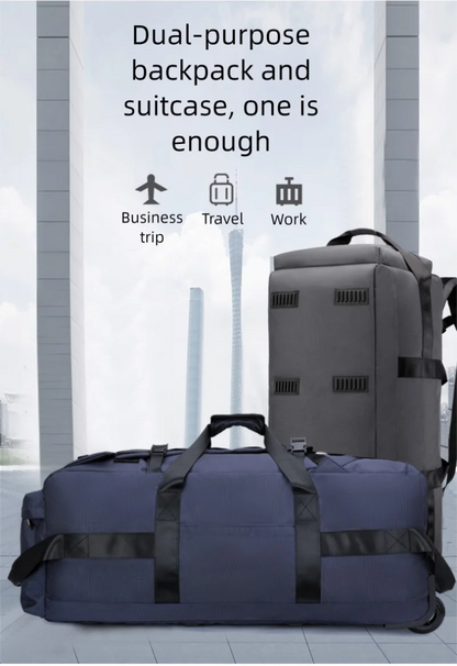 80L Rolling Duffle Bag with Wheels 31" Heavy-Duty Foldable Travel Duffel Bag Water-Resistant Wheeled Luggage with Shoulder Strap