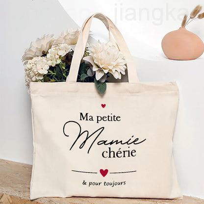 Thank You Grandma for All These Magical Moments Printed Women Tote Bag Canvas Shopping Bags Female Shoulder Bag Gift for Mamie