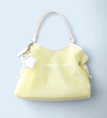 Y2K Polka Dot Suede Storage Bags Women Brown Slouchy Tote Drawstring Design Magnetic Buckle Underarm Bag With Star Pendant