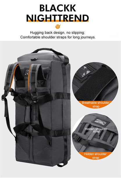 80L Rolling Duffle Bag with Wheels 31" Heavy-Duty Foldable Travel Duffel Bag Water-Resistant Wheeled Luggage with Shoulder Strap