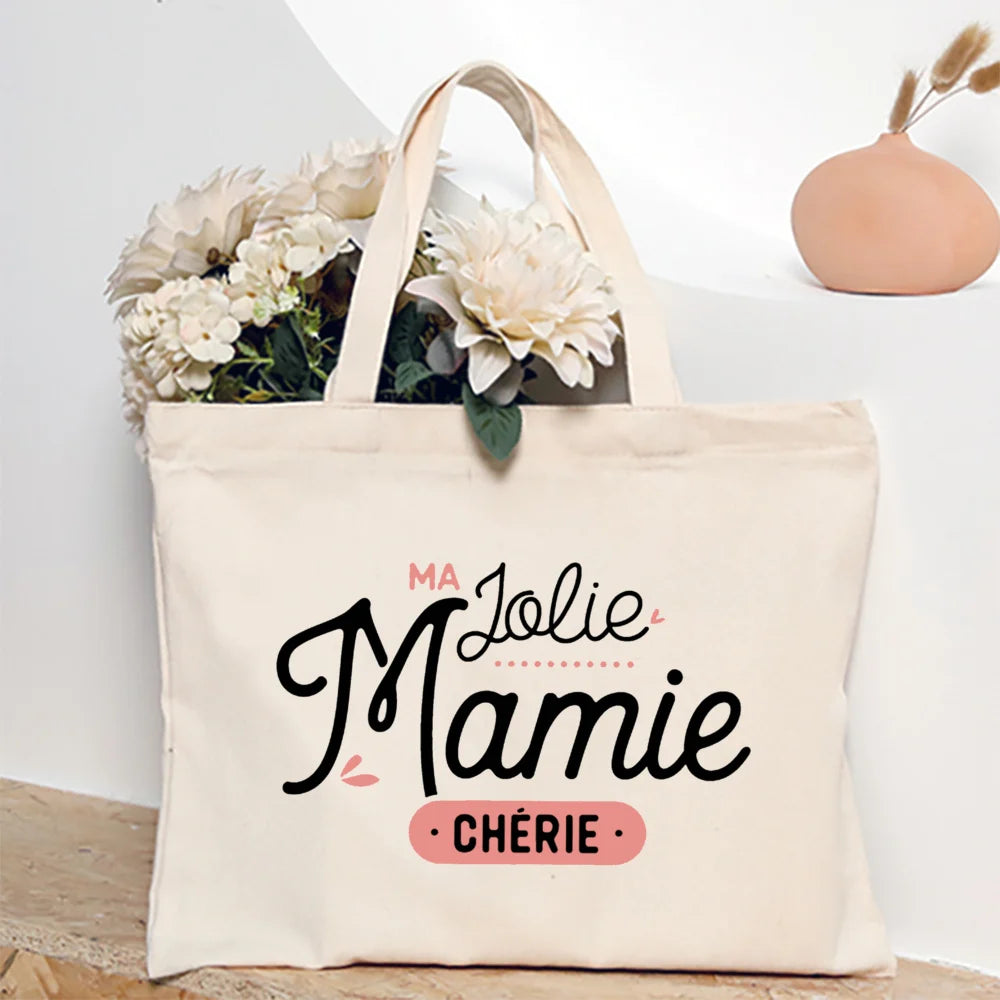 Thank You Grandma for All These Magical Moments Printed Women Tote Bag Canvas Shopping Bags Female Shoulder Bag Gift for Mamie