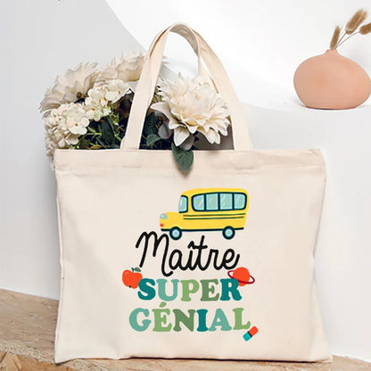 Super Atsem Maitresse Printed Tote Bag Teacher Life Shopping Bags Travel Handbags Teacher's Day Graduate Thanks Gift for Teacher
