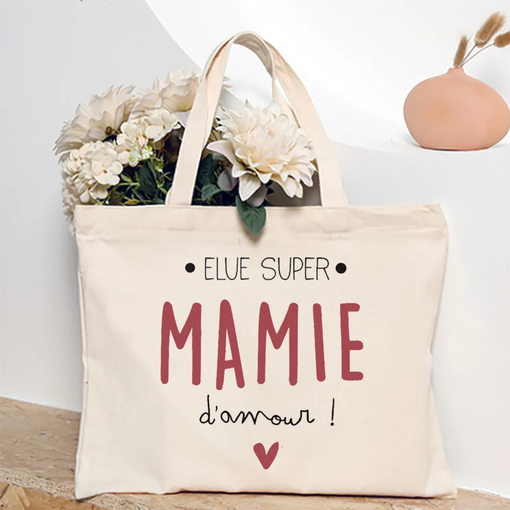 Thank You Grandma for All These Magical Moments Printed Women Tote Bag Canvas Shopping Bags Female Shoulder Bag Gift for Mamie