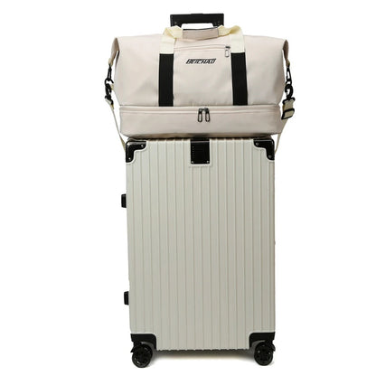 Expandable Travel Duffle Bag for Women, Sports Handbag, Fitness Bag, Large Capacity, One Shoulder Weekend Overnight Bag