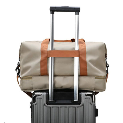 Expandable Travel Duffle Bag for Women, Sports Handbag, Fitness Bag, Large Capacity, One Shoulder Weekend Overnight Bag