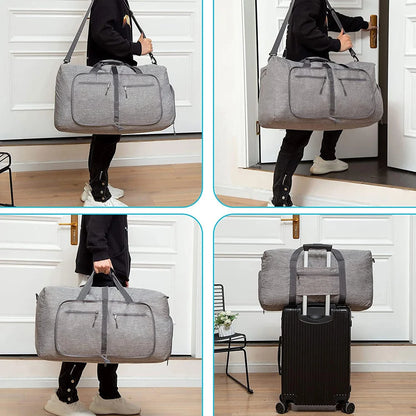 Travel Duffle Bag for Men 65L Foldable Outdoor Travel Duffel Bag with Shoes Compartment Overnight Bag for Men Women Handbag