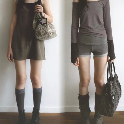 Y2K Polka Dot Suede Storage Bags Women Brown Slouchy Tote Drawstring Design Magnetic Buckle Underarm Bag With Star Pendant