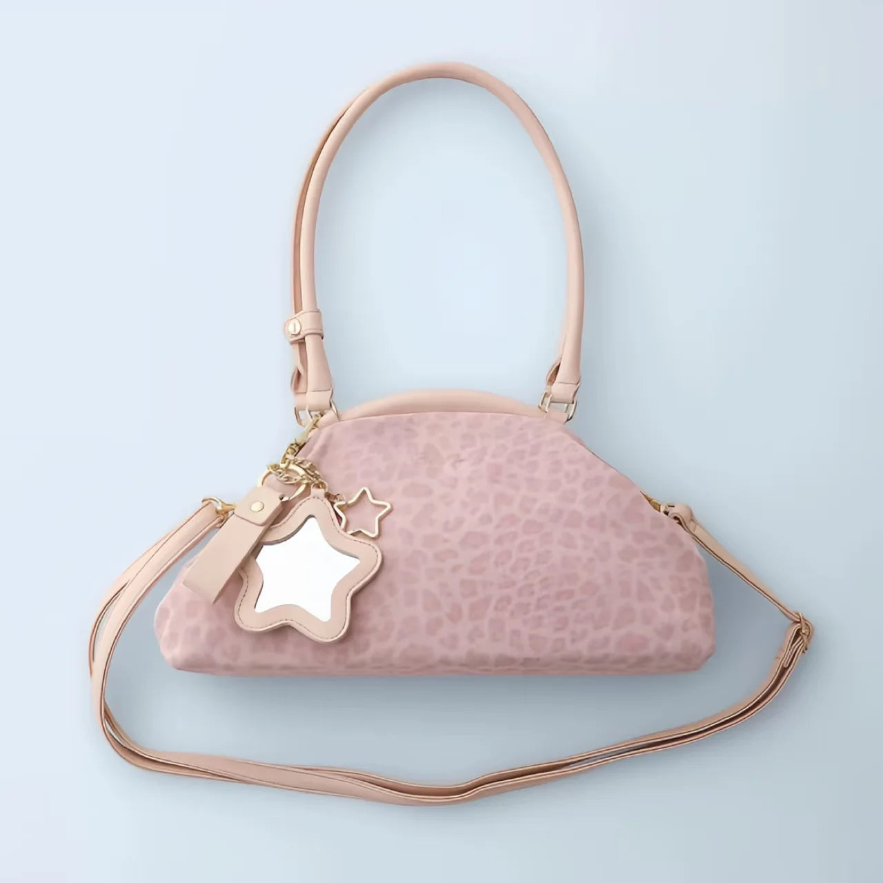 Y2K Polka Dot Suede Storage Bags Women Brown Slouchy Tote Drawstring Design Magnetic Buckle Underarm Bag With Star Pendant